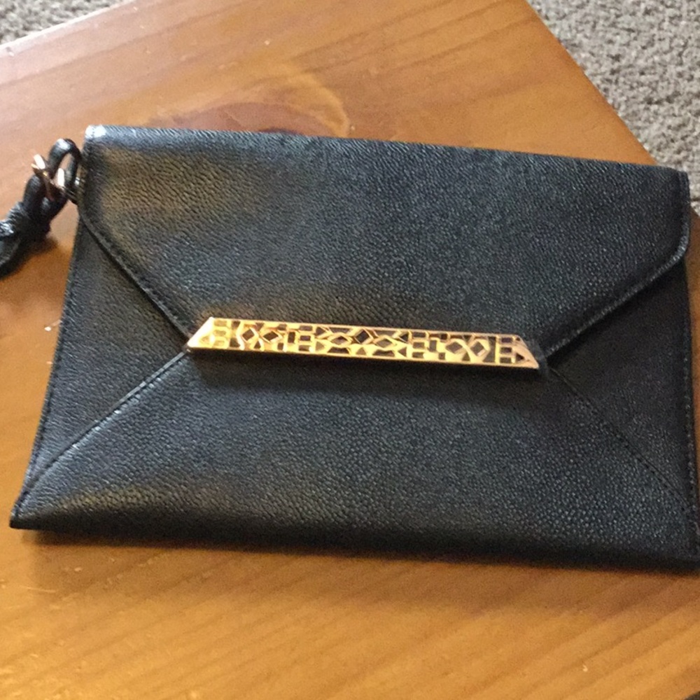 Stella & Dot Black envelope clutch/wristlet